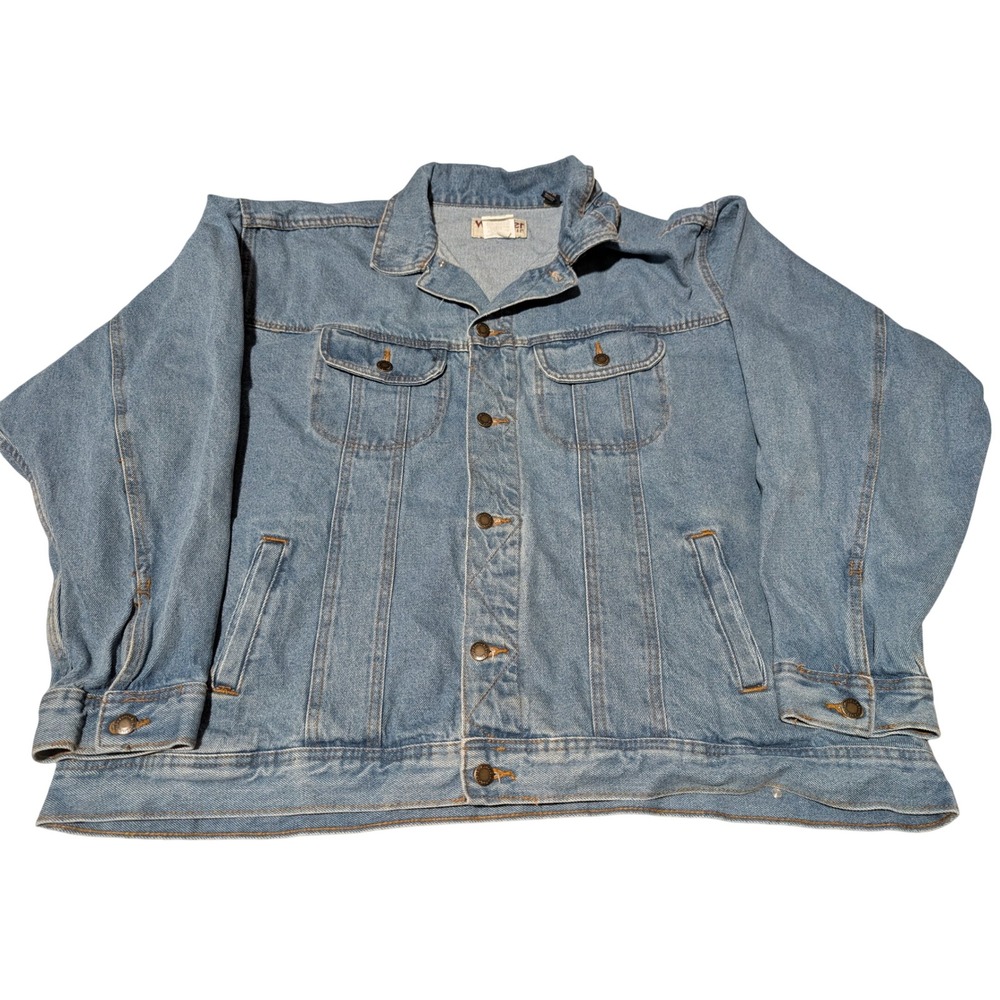 Wrangler Denim Jacket Womens 3X Blue Rugged Wear Trucker Western Cotton